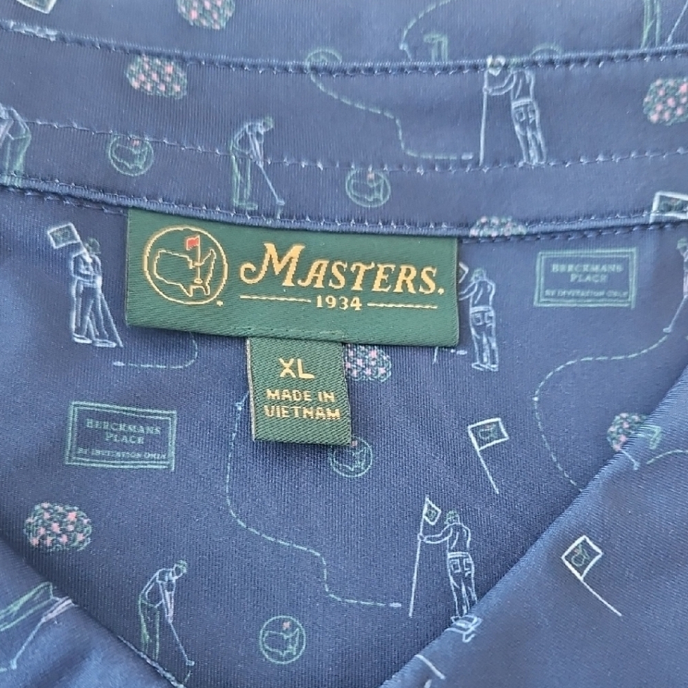 Masters Navy Golf Shirt with Pattern
